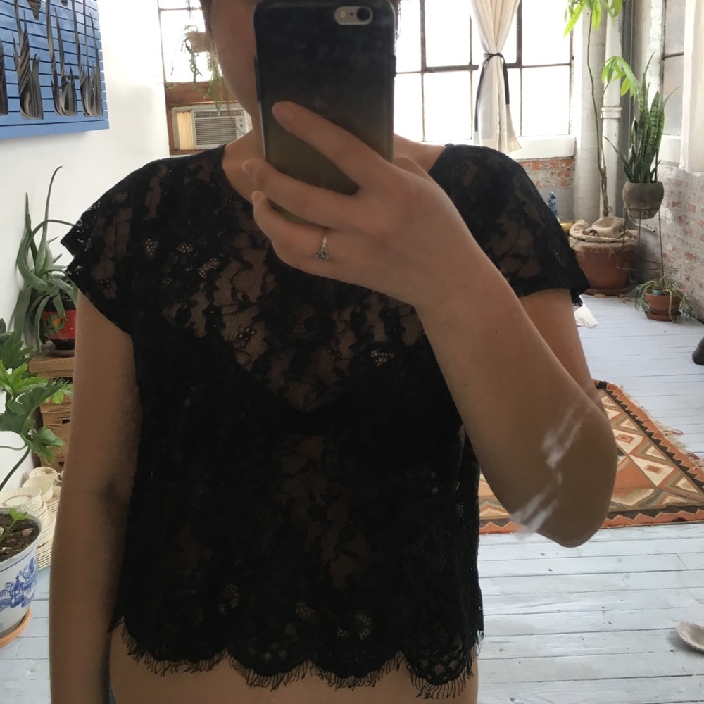 Black lace Victoria’s Secret crop top